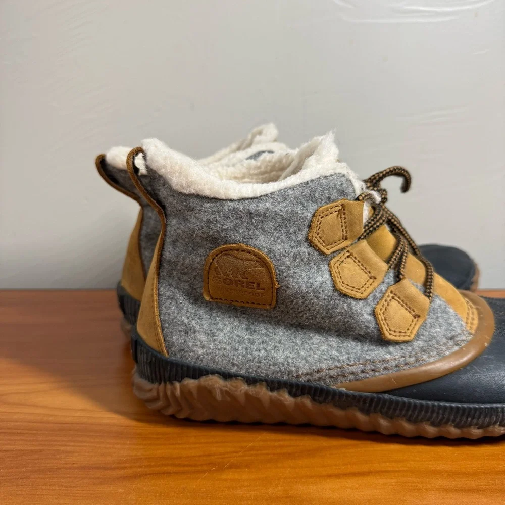 Sorel Out N About Plus Boot‎ Snow Winter Lace Up Waterproof Quarry Grey Tan Duck